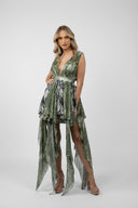 Short dress with print and scarves