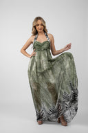 Long dress with print and draped bust