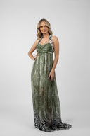 Long dress with print and draped bust