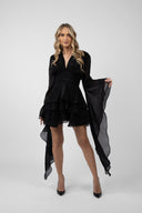 Rochie cu volane si maneci fluide Black