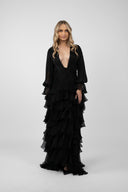 Long silk dress with deep neckline