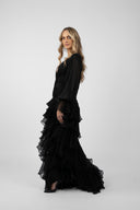 Long silk dress with deep neckline