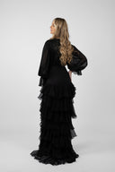 Long silk dress with deep neckline