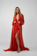 Long wrap dress with scarves