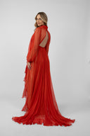 Long wrap dress with scarves