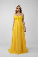 Long yellow dress with braided details