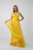 Long yellow dress with braided details