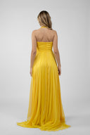Long yellow dress with braided details
