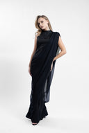 Rochie lunga cu drapaj asimetric