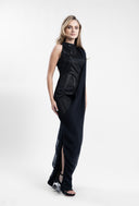 Rochie lunga cu drapaj asimetric