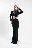 Long dress with cutouts and metal rings
