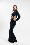Long dress with cutouts and metal rings
