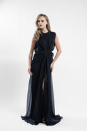 Rochie lunga plisata cu spate deschis