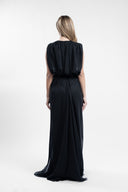 Rochie lunga plisata cu spate deschis
