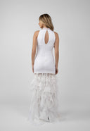 Long dress with flowing ruffles