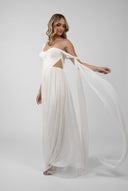 Long dress with scarves and detachable Swarovski crystals