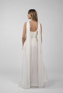 Long dress with scarves and detachable Swarovski crystals