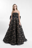 Midi dress with detachable organza bow