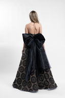 Midi dress with detachable organza bow