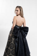 Midi dress with detachable organza bow