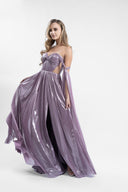 Rochie lunga cu bust fronsat si esarfe detasabile
