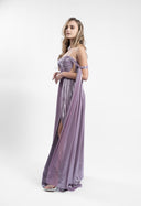Rochie lunga cu bust fronsat si esarfe detasabile