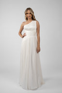 Long asymmetric ivory dress