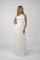Long asymmetric ivory dress