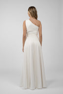 Long asymmetric ivory dress