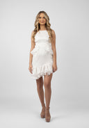 Rochie mini din matase cu spatele decupat si volane
