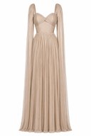 Long silk tulle dress with scarves
