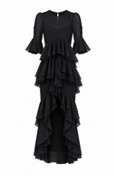 Rochie lunga cu volane  si corset integrat