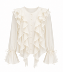 Bluza din matase cu volane si maneci ajustabile