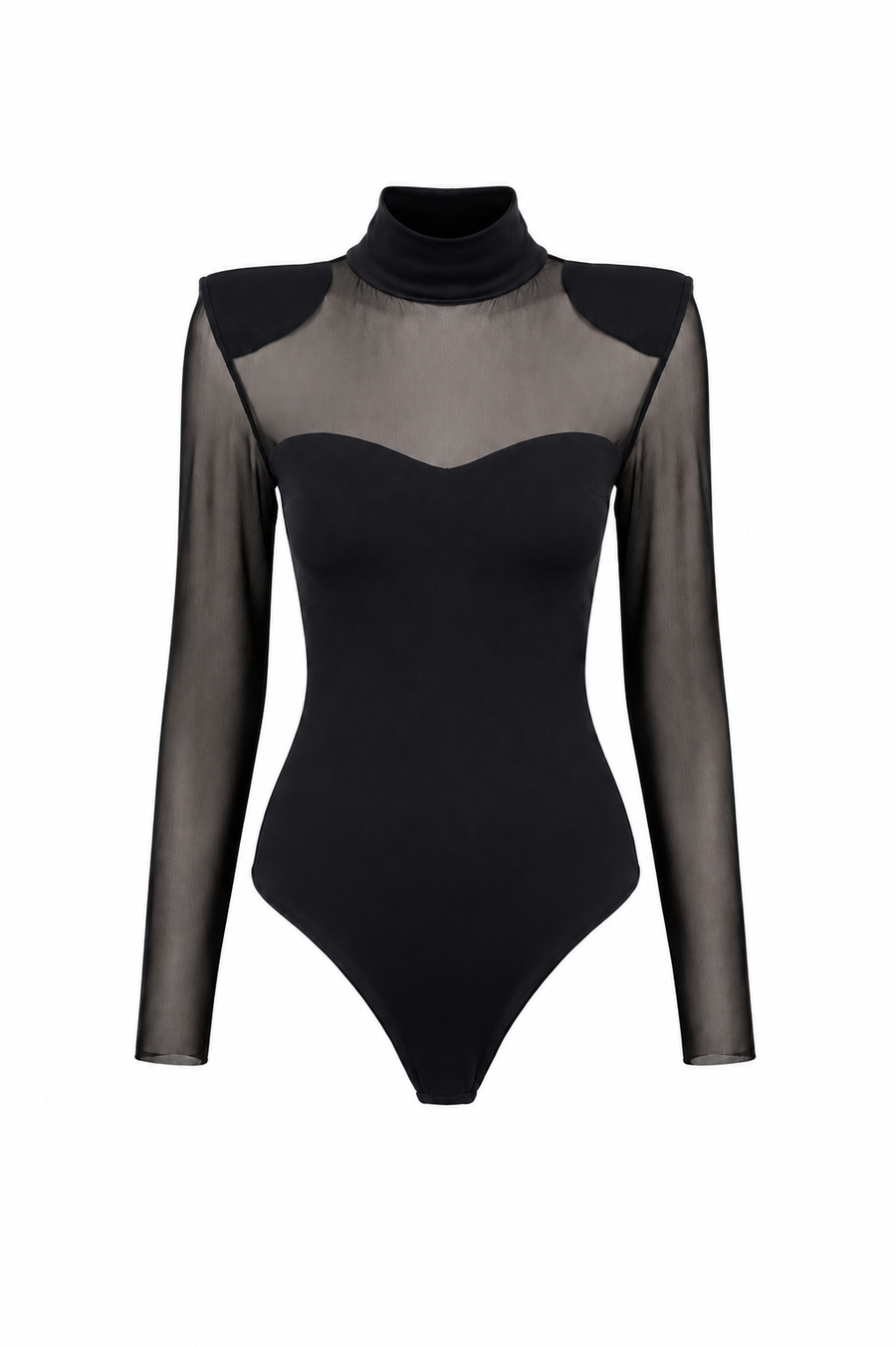 Body cu insertii transparente si guler inalt