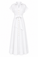 Rochie camasa din bumbac cu buzunare white