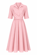 Rochie midi din bumbac cu matase si dungi fine