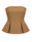 Corset caramel cu peplum structurat