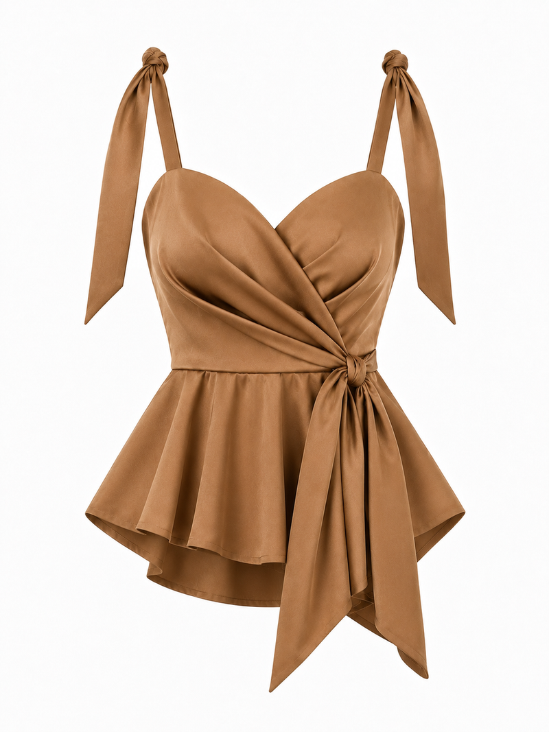 Top corset petrecut cu funda laterala caramel