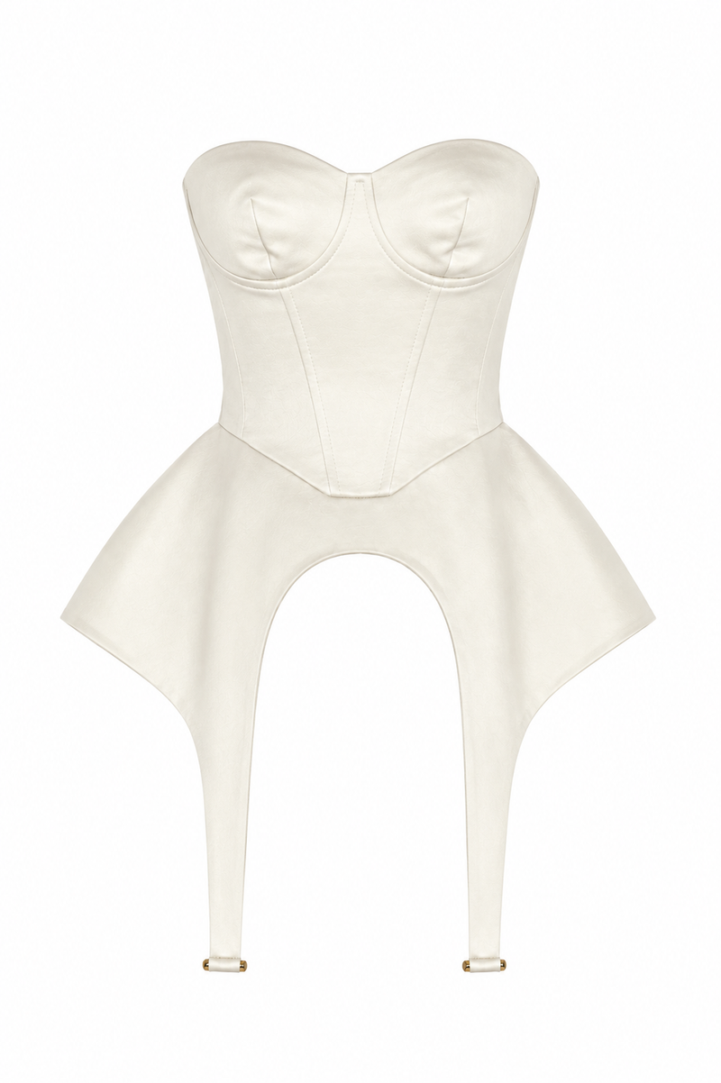 Corset Sculptural cu detalii metalice Ivory