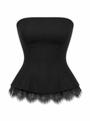 Corset negru cu detaliu din dantela