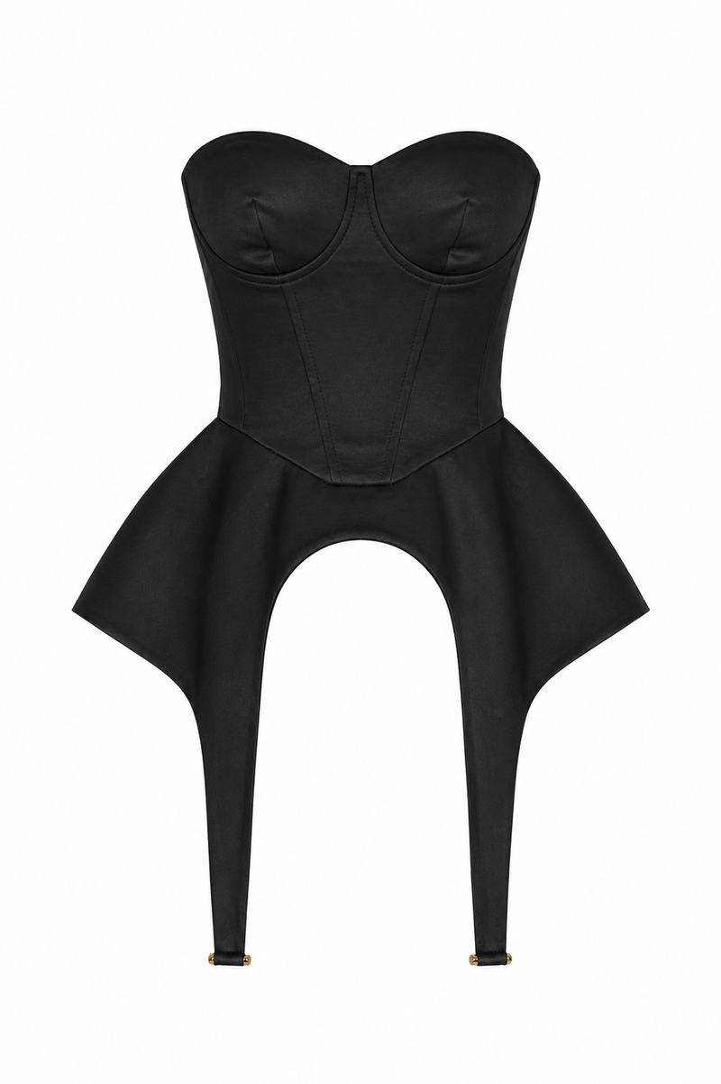 Corset Sculptural cu detalii metalice Black
