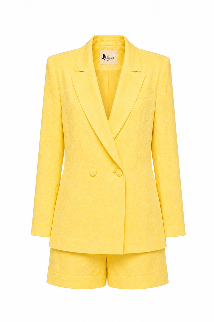 Costum sacou lejer din in peliculizat cu pantaloni scurti Yellow