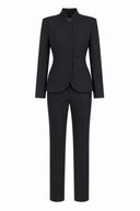 Costum black cu sacou cambrat si guler tunica