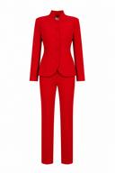 Costum red cu sacou cambrat si guler tunica
