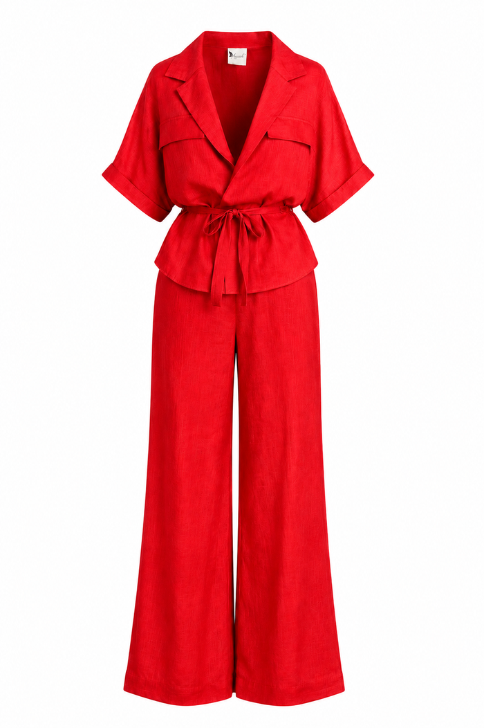 Costum lejer din amestec de in Red Passion