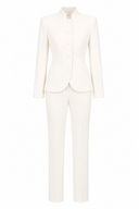 Costum ivory cu guler tunica si pantaloni conici