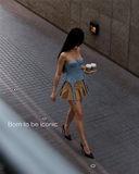 Corset Sculptural cu detalii metalice Blue