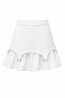 Fusta mini cu volan si detalii metalice White