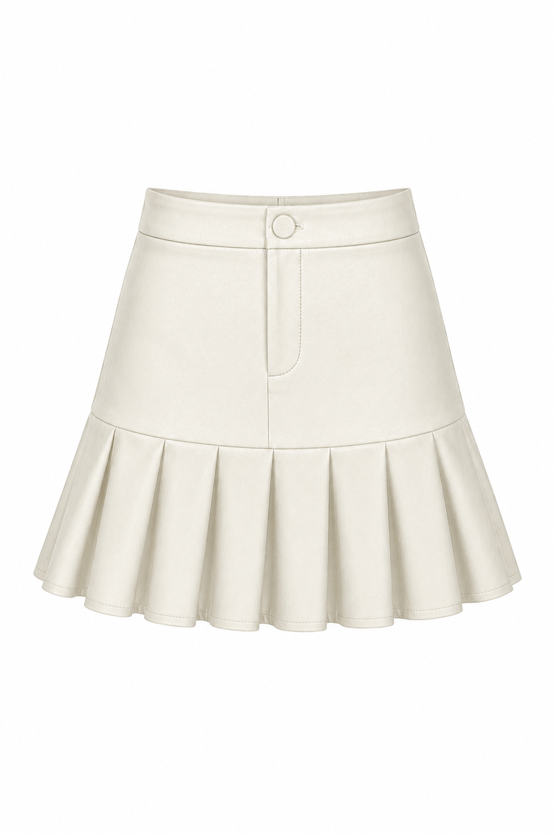 Fusta mini cu pliuri ivory