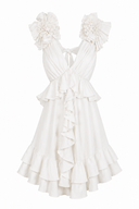 Rochie cu decupaje si volane White